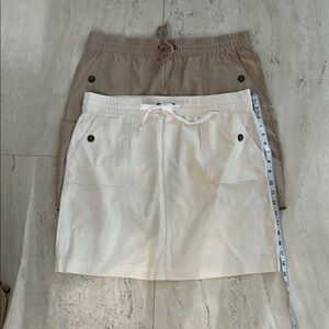 Laura Scott linen  white a Khaki  Skirts